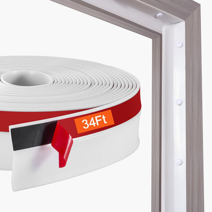 Garage Door Top and Side Seal Strip, 34 Ft TPE, White