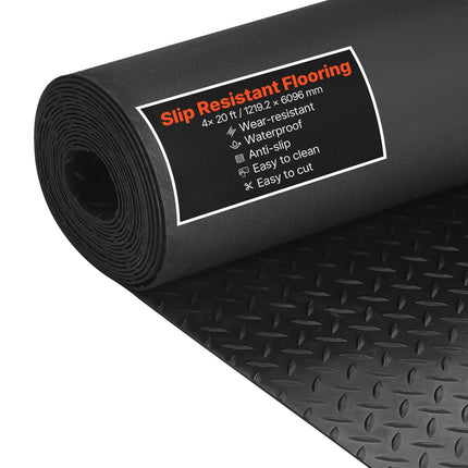 Garage Floor Roll Mat, 4 x 20 ft, 3mm Rubber Non-Slip
