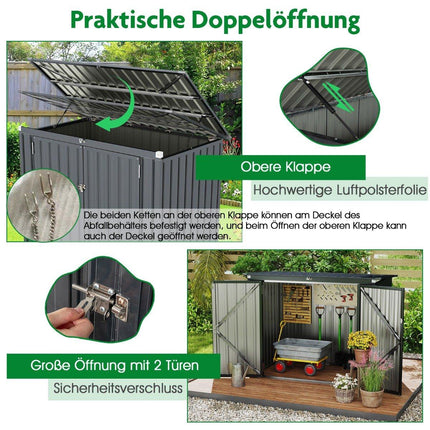 Box na 2 popelnice z pozinkovaného kovu, domek na popelnice se 2 dvířky