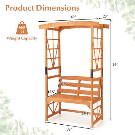 Zahradní pergola s lavicí pro 2 osoby, 6.2 Ft, jedlové dřevo