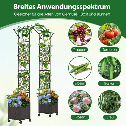 Garden Arch with Self-Watering Planters, Metal & PP, Black