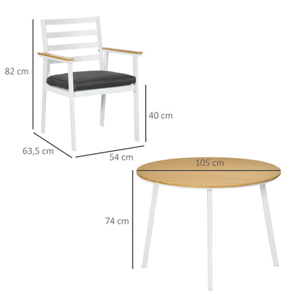 Garden balcony set: weatherproof table, 4 chairs, brown