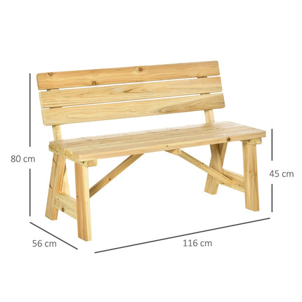 Garden bench 2-seater with backrest, capacity 220 kg