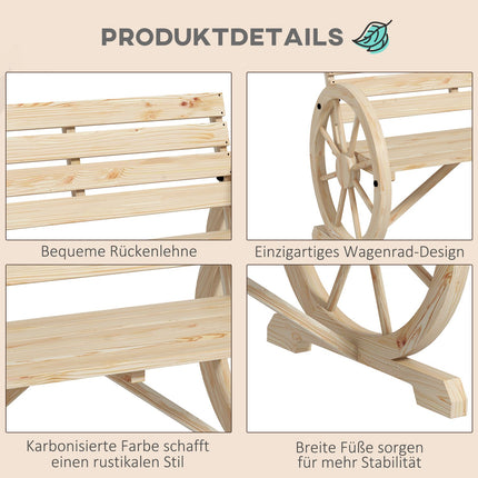 Zahradní lavice, dvoumístná, design vozového kola
