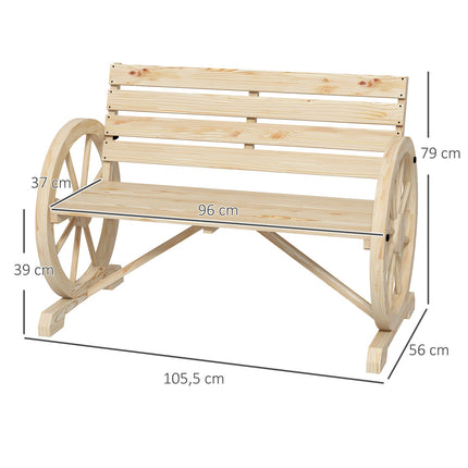 Zahradní lavice, dvoumístná, design vozového kola