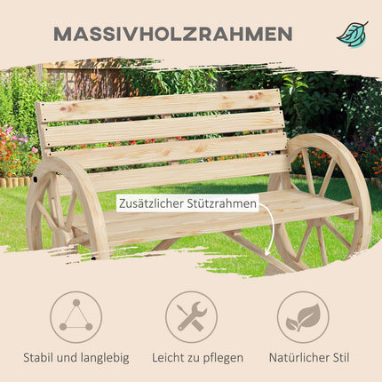 Zahradní lavice, dvoumístná, design vozového kola