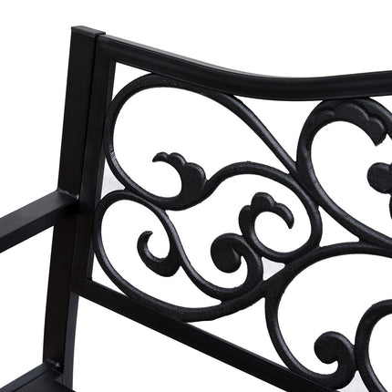 Tuinbank 3-zits stalen bank met armleuningen van gietijzer zwart 127x60x89cm voor tuinterras balkon