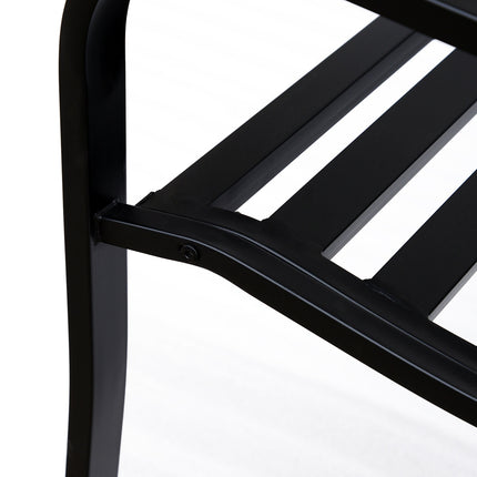 Tuinbank 3-zits stalen bank met armleuningen van gietijzer zwart 127x60x89cm voor tuinterras balkon