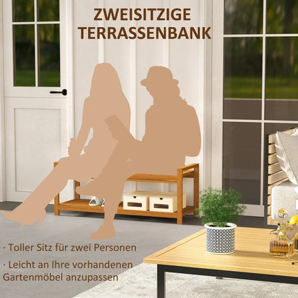 Zahradní lavice pro 2 osoby s područkami a policí