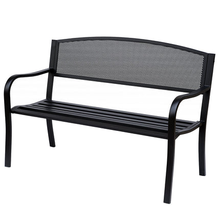 Garden Steel 2-Seater Bench - Black, W127 x D60 x H87Cm