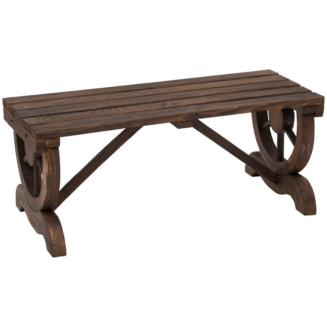 Dřevěná zahradní lavice, odolná proti povětrnosti, rustikální design, 98 x 50 x 39.5 cm
