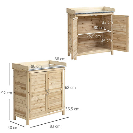 Outdoor garden cabinet with base & shelves - 83x40x92 cm