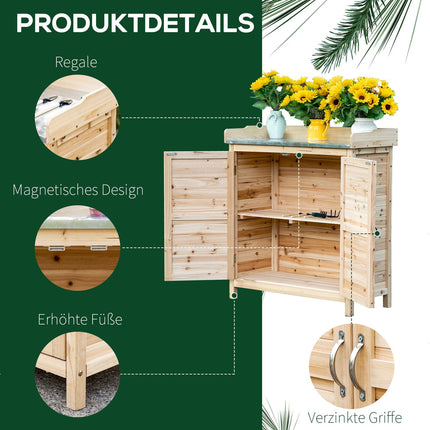 Outdoor garden cabinet with base & shelves - 83x40x92 cm