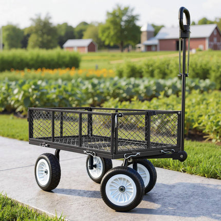 Garden Cart 900 lb, Steel Utility Wagon, 10-Inch Tires