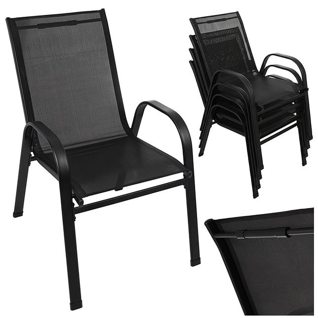Set van 4 tuinstoelen, stapelbaar, UV-bestendig