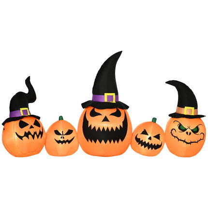 Nafukovací halloweenská dýně s čarodějnickým kloboukem a LED osvětlením