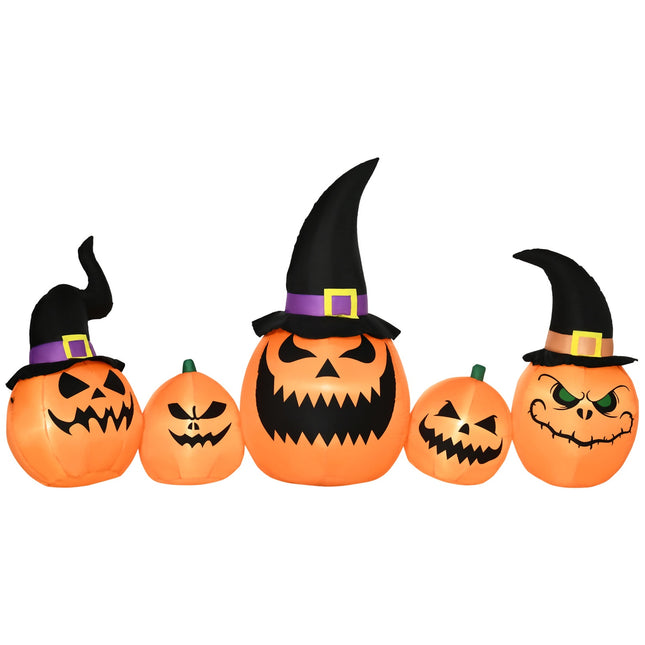 Nafukovací halloweenská dýně s čarodějnickým kloboukem a LED osvětlením
