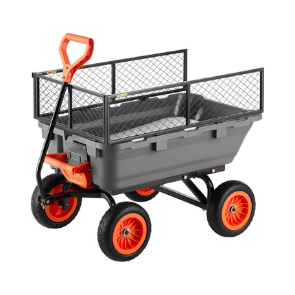 Garden Dump Cart, 362 kg Poly, Storage Fence, Swivel Wheels