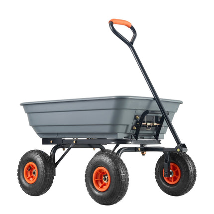 Garden Dump Cart, 600 Lb Capacity, 10-Inch Tires