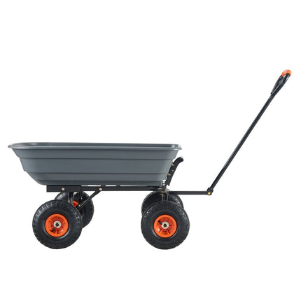 Garden Dump Cart, 600 Lb Capacity, 10-Inch Tires