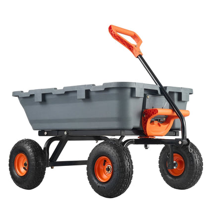 Garden Dump Cart, Poly Tub, 800 lb, 10 in Tires