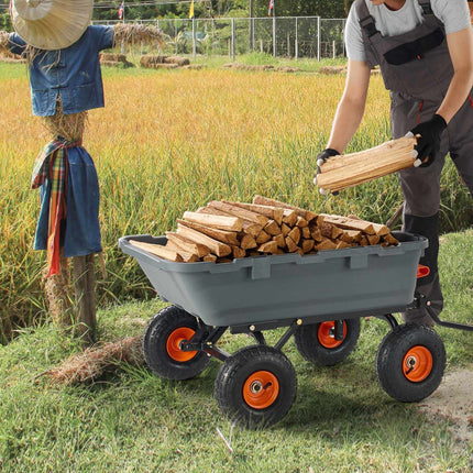 Garden Dump Cart, Poly Tub, 800 lb, 10 in Tires