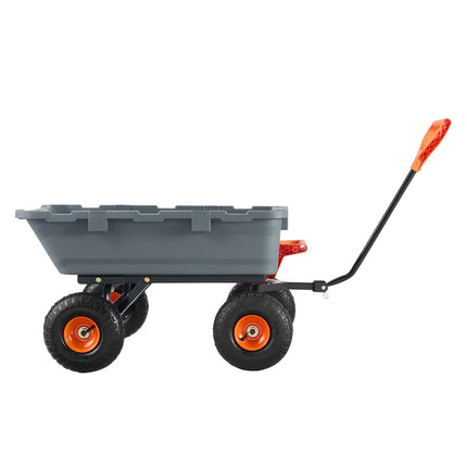 Garden Dump Cart, Poly Tub, 800 lb, 10 in Tires