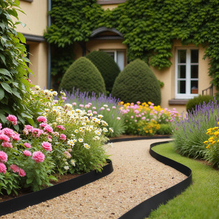 Garden Edging, 66 ft x 4 in Plastic Roll, 60 Spikes