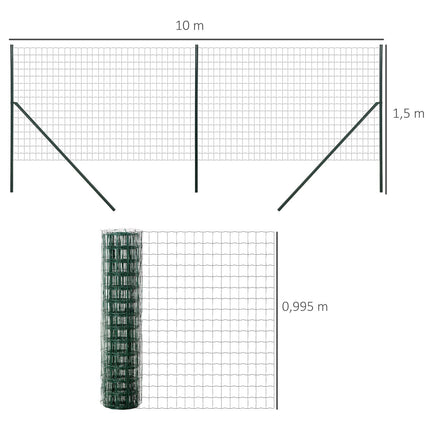 Zahradní plot z drátěného pletiva - pevná odolná ocel (10x1.5m)