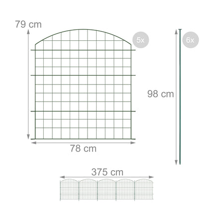 Zahradní plůtek, 5 obloukových panelů, kovový lem