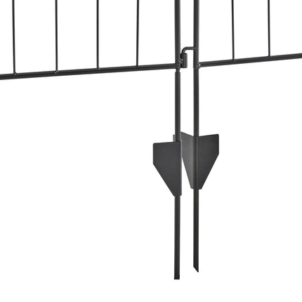 Sada dekorativního černého kovového zahradního plotu, 4 díly, 365x112 cm