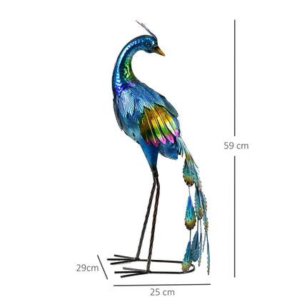 Zahradní socha páva — venkovní dekorace odolná povětrnosti 59cm