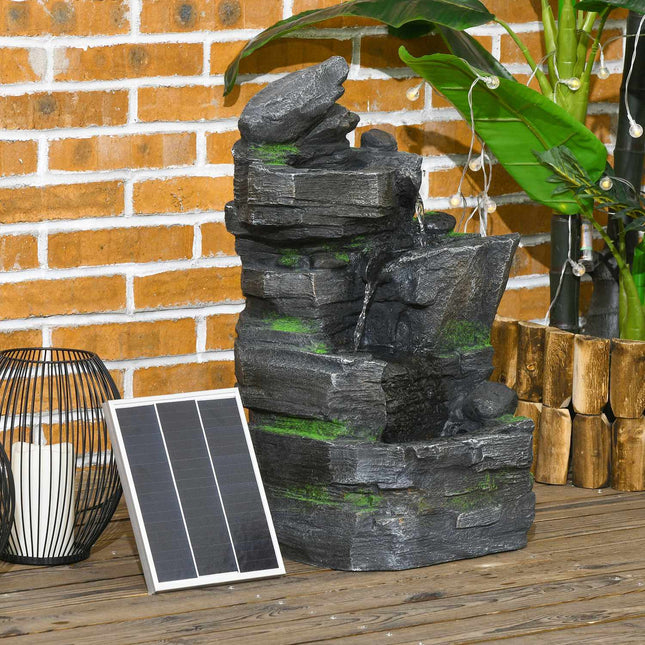 Solární zahradní fontána s LED osvětlením, 4 úrovně, 57cm