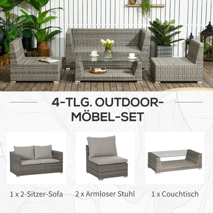Poly rattan outdoor furniture for 4, weather resistant