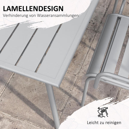 Garden furniture set - Steel dining table and 6 stackable chairs
