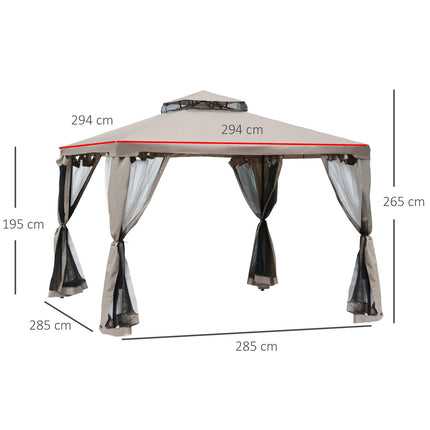 Garden pavilion 3x3m, weatherproof gazebo tent, grey