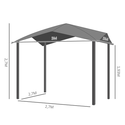 Zahradní altán 3x3M, ochrana proti slunci, kov/polyester
