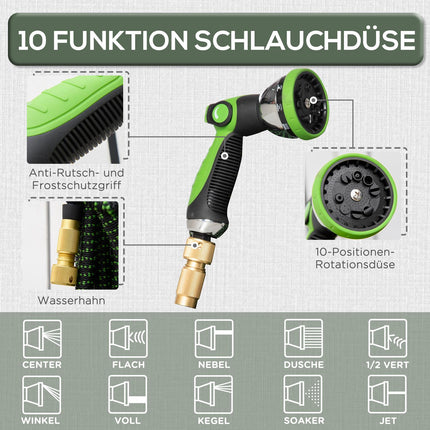 Flexible garden hose 30M with 10-function spray nozzle