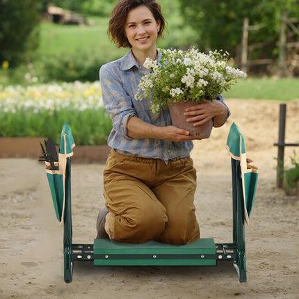 Garden Kneeler and Seat, Folding Stool with 2 Tool Bags