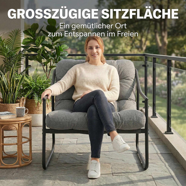Zahradní lounge křeslo se snímatelným polstrem, tmavě šedá