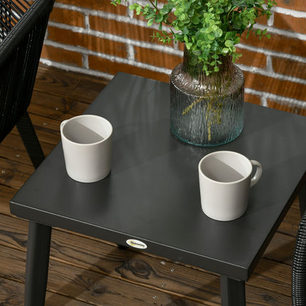 Venkovní zahradní lounge set pro 2, odolný vůči počasí, černo-šedý