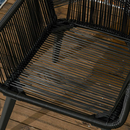 Venkovní zahradní lounge set pro 2, odolný vůči počasí, černo-šedý