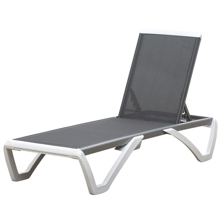 Polohovatelné hliníkové lehátko – ergonomické, šedé/bílé
