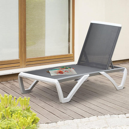 Polohovatelné hliníkové lehátko – ergonomické, šedé/bílé