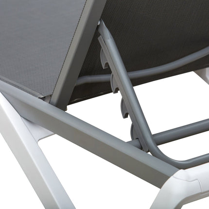 Polohovatelné hliníkové lehátko – ergonomické, šedé/bílé