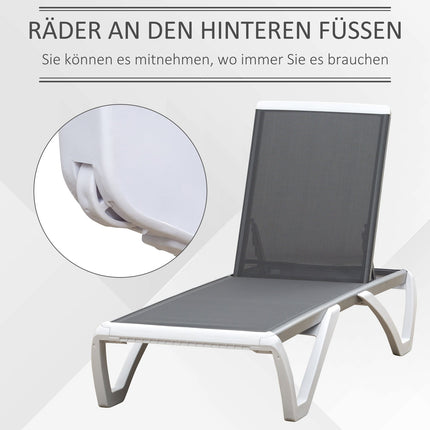 Polohovatelné hliníkové lehátko – ergonomické, šedé/bílé