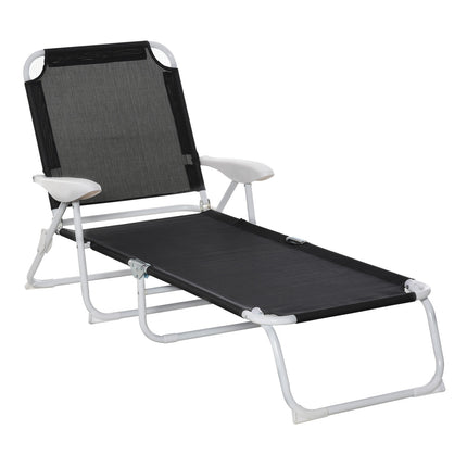 Folding garden chair, 4-tier mesh black