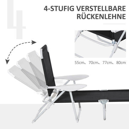 Folding garden chair, 4-tier mesh black
