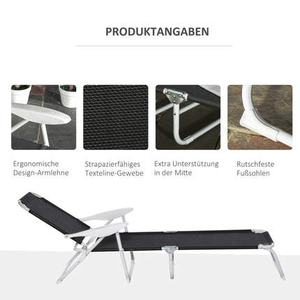 Folding garden chair, 4-tier mesh black