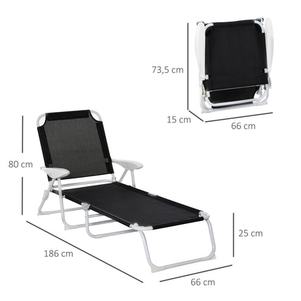 Folding garden chair, 4-tier mesh black